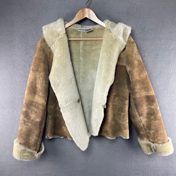 Newport News Easy Style Brown Suede Leather Jacket W Large; Missing button/loop - Picture 6 of 6